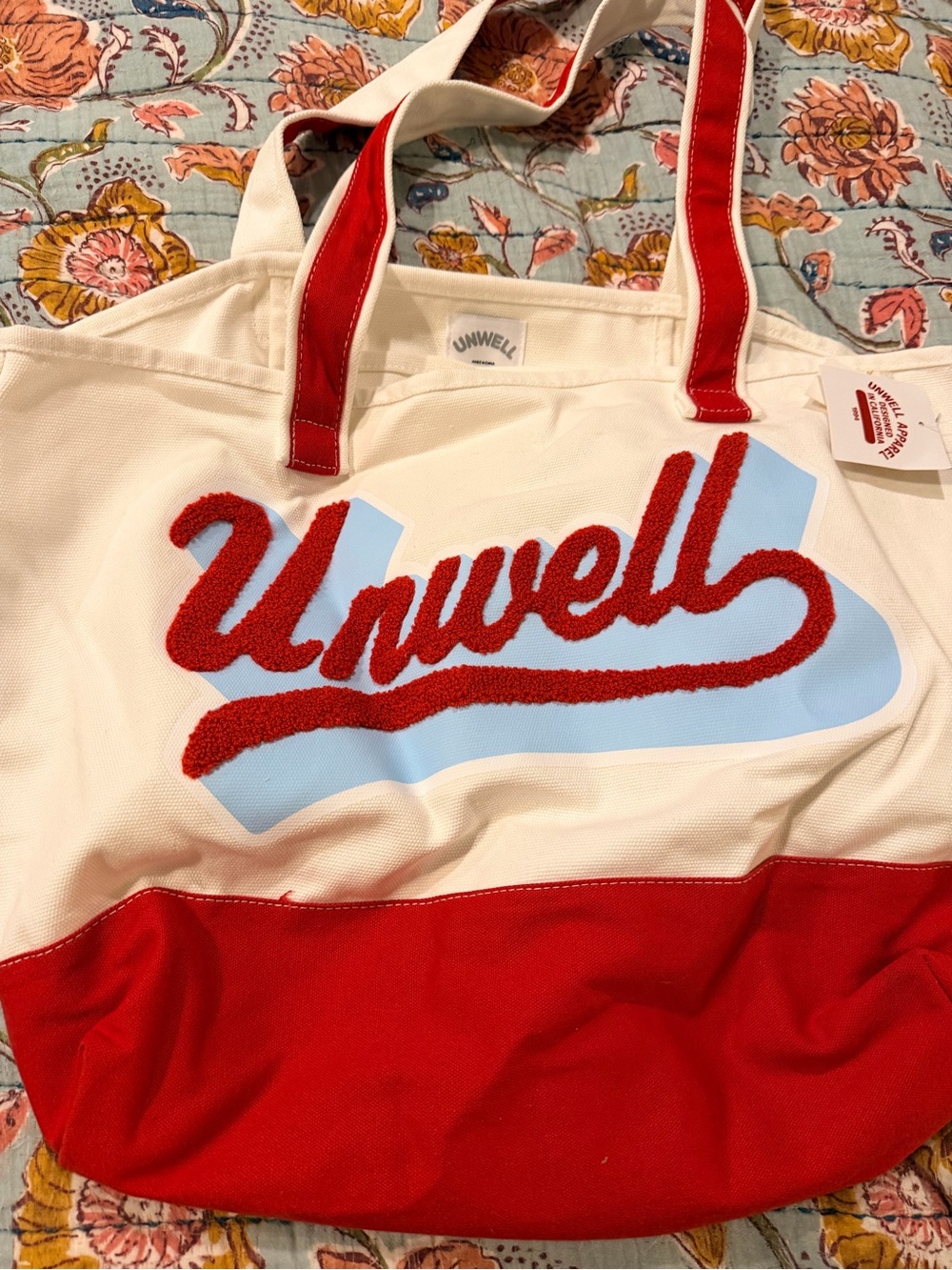 Unwell x target red cream logo canvas tote bag new